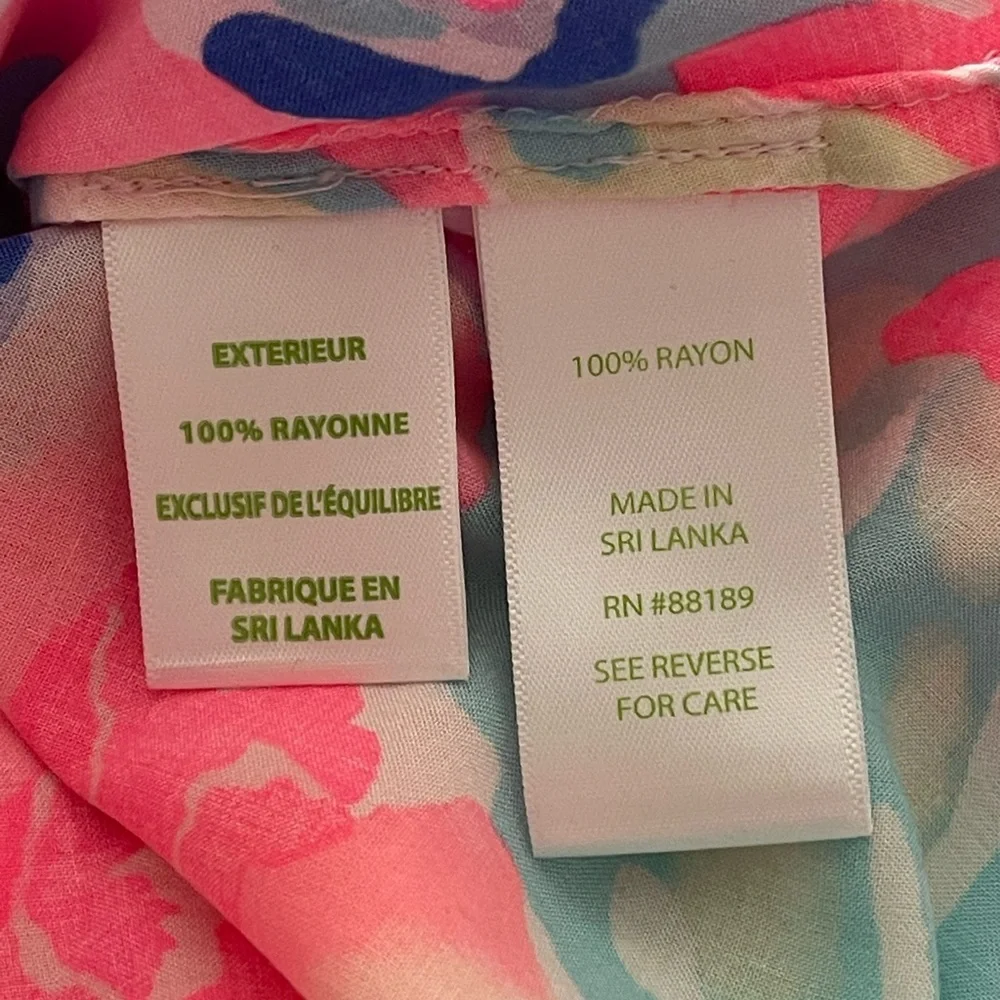 Lilly Pulitzer Playa Hermosa Willa Top Neon Pink Blues White Sz XS Long Sleeves - Picture 11 of 14
